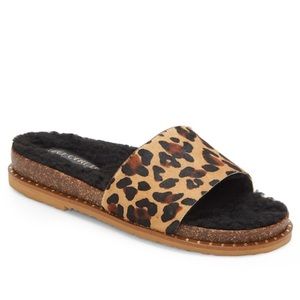 Vince Camuto Kanadial Summer Natural Leopard Print Cork Slide Sandals Size 5.5M